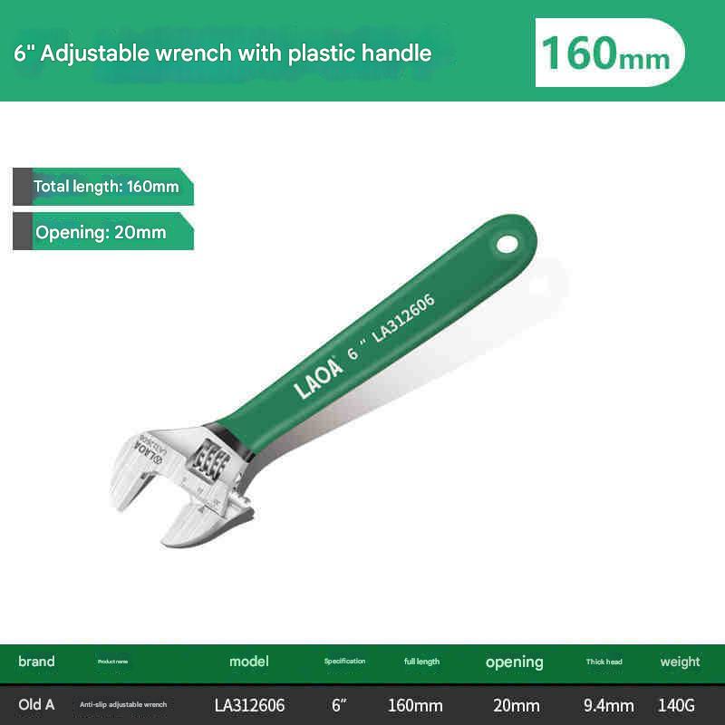 Adjustable wrench with plastic handle